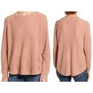 Madewell Jane Waffle Stitch Crew Neck Sweater Size Small Heather Rose NWT